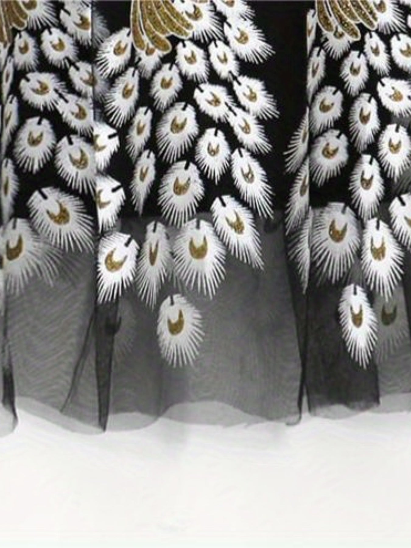 Plus Size Elegant Skirt, Women's Plus Peacock & Feather Print Elastic Waist Pleated Mesh Skirt
