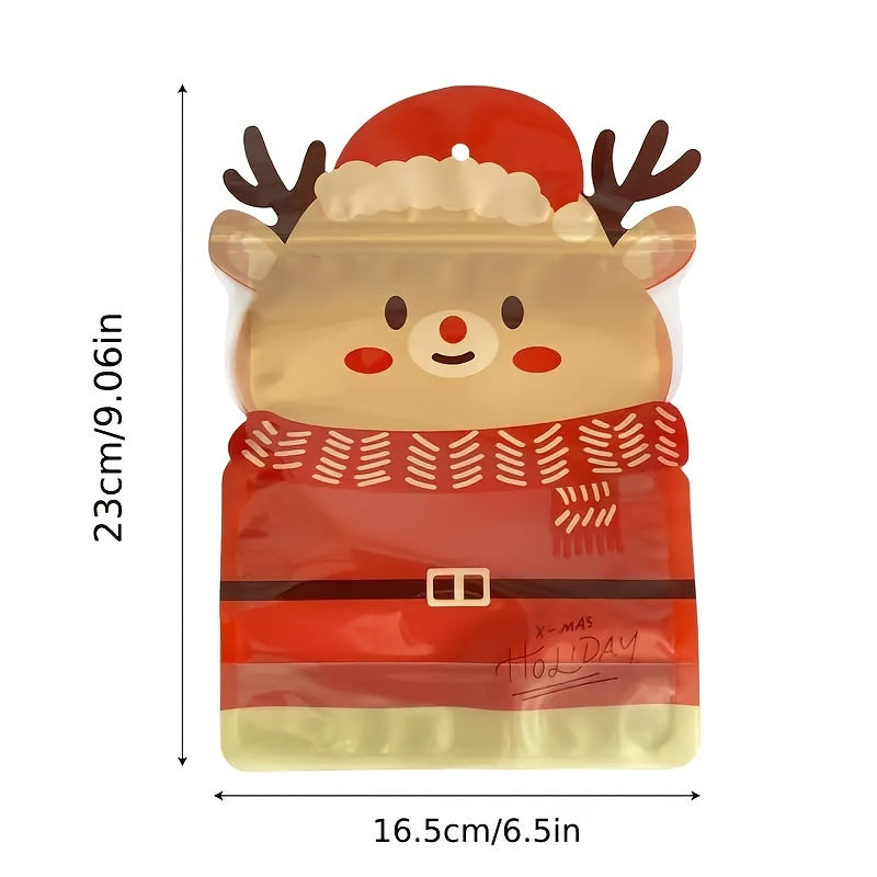 10pcs Special Shaped Christmas Gift Bags, Perfect For Birthdays, Parties And Candy Biscuit Chocolate Packaging, Christmas Decorative Supplies, Holiday Atmosphere Decoration, Christmas Essentials