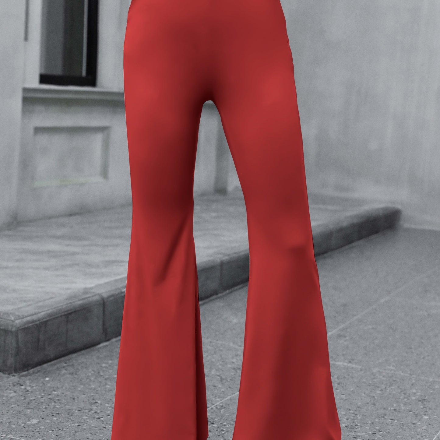 vlovelaw Solid Flare Leg Pants, Causal High Waist Wide Leg Pants For Spring & Summer, Women's Clothing