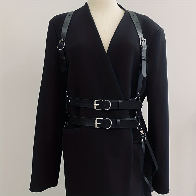 vlovelaw Handsome PU Leather Lace-Up Suspender Belt for Men's Suit and Shirt Decoration - Stylish and Comfortable