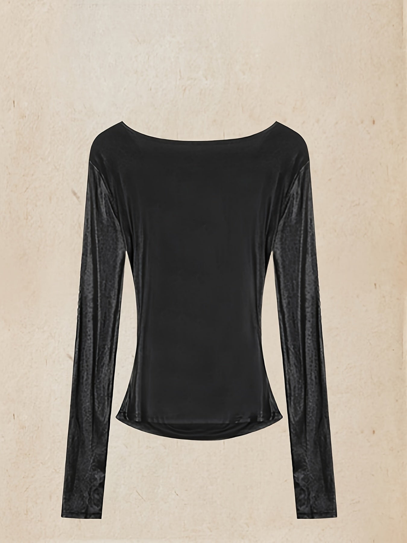 Cowl Neck Solid Top, Sexy Long Sleeve T-Shirt For Spring & Fall, Women's Clothing