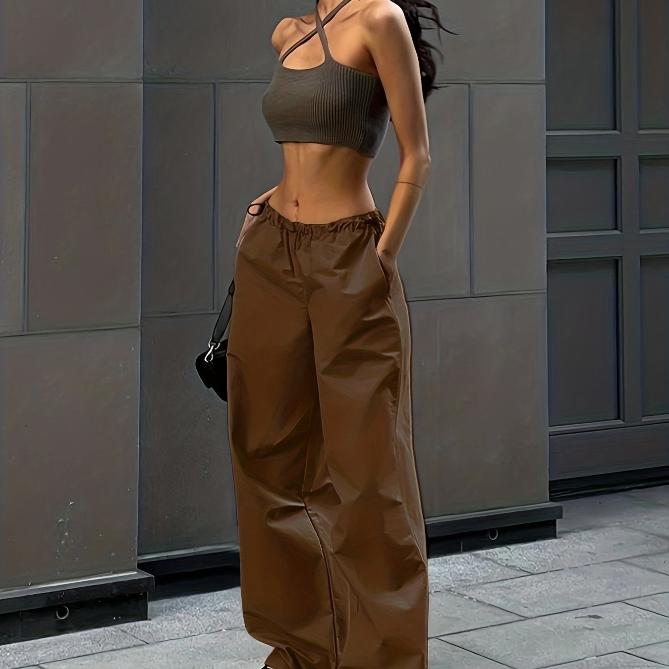 Wide Leg Elastic Waist Pants, Casual Drawstring Versatile Long Length Pants, Women's Clothing