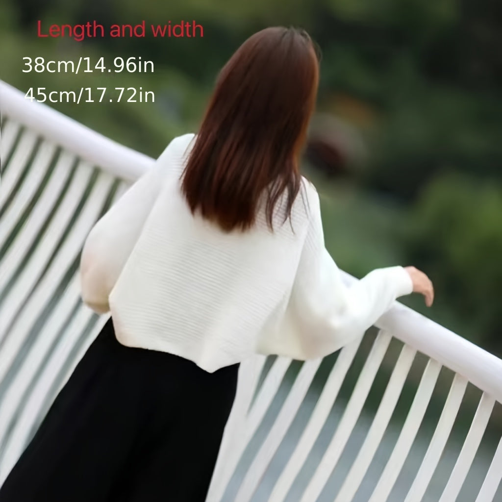 vlovelaw Solid Color Knit Shawl Thick Coldproof Warm Wrap Casual Elastic Cardigan For Women Autumn & Winter