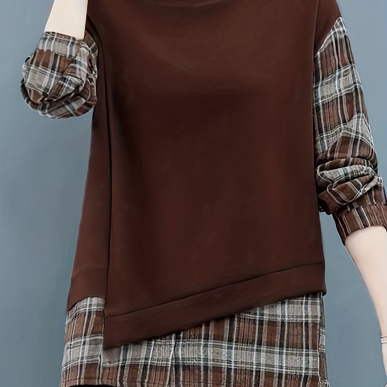 vlovelaw Long Sleeve Plaid Pullover, Crew Neck Casual Top For Spring & Fall, Women's Clothing