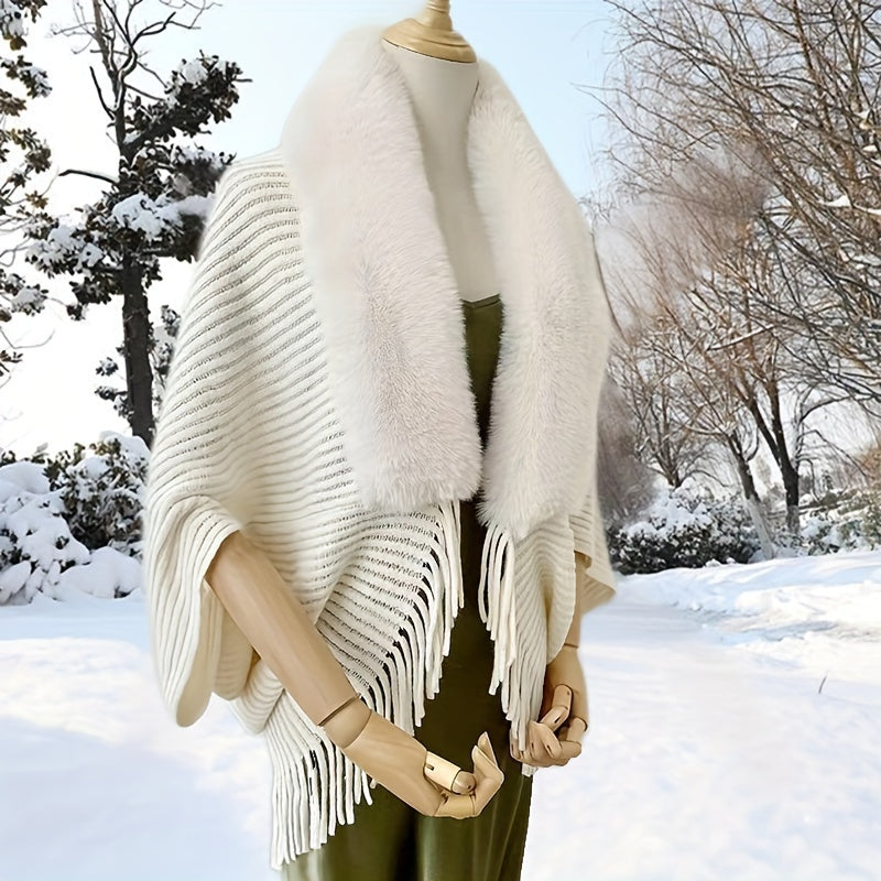 Furry Windproof Thermal Outdoor Shawls, Fall Winter Keep Warm Trendy Scarf Warp Cape Poncho For Fishing Cycling Riding