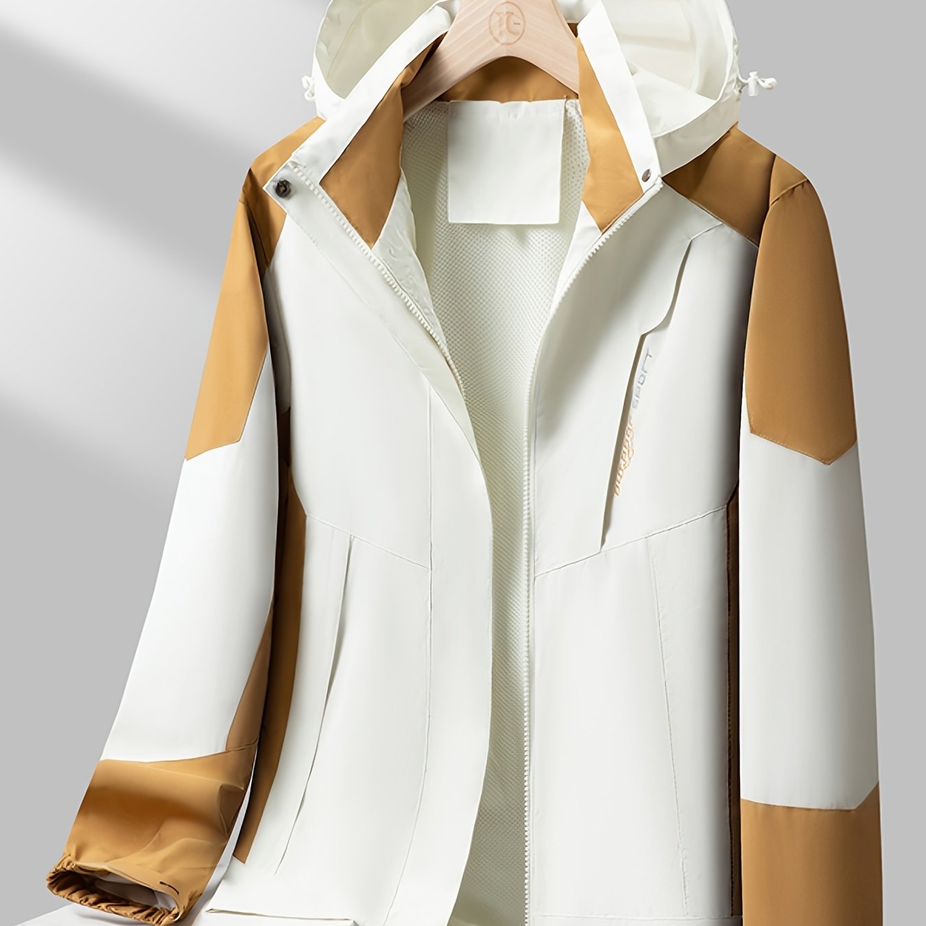 vlovelaw  Stay Protected & Stylish: Soft-Shell Outdoor Hiking Jacket With Zip-Up Detachable Hood & Waterproof & Windproof Fabric