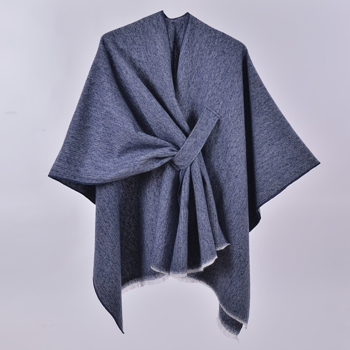 Solid Color Cross Cardigan Poncho Loose Open Front Large Shawl Travel Outerwear Windproof Cape Cloak