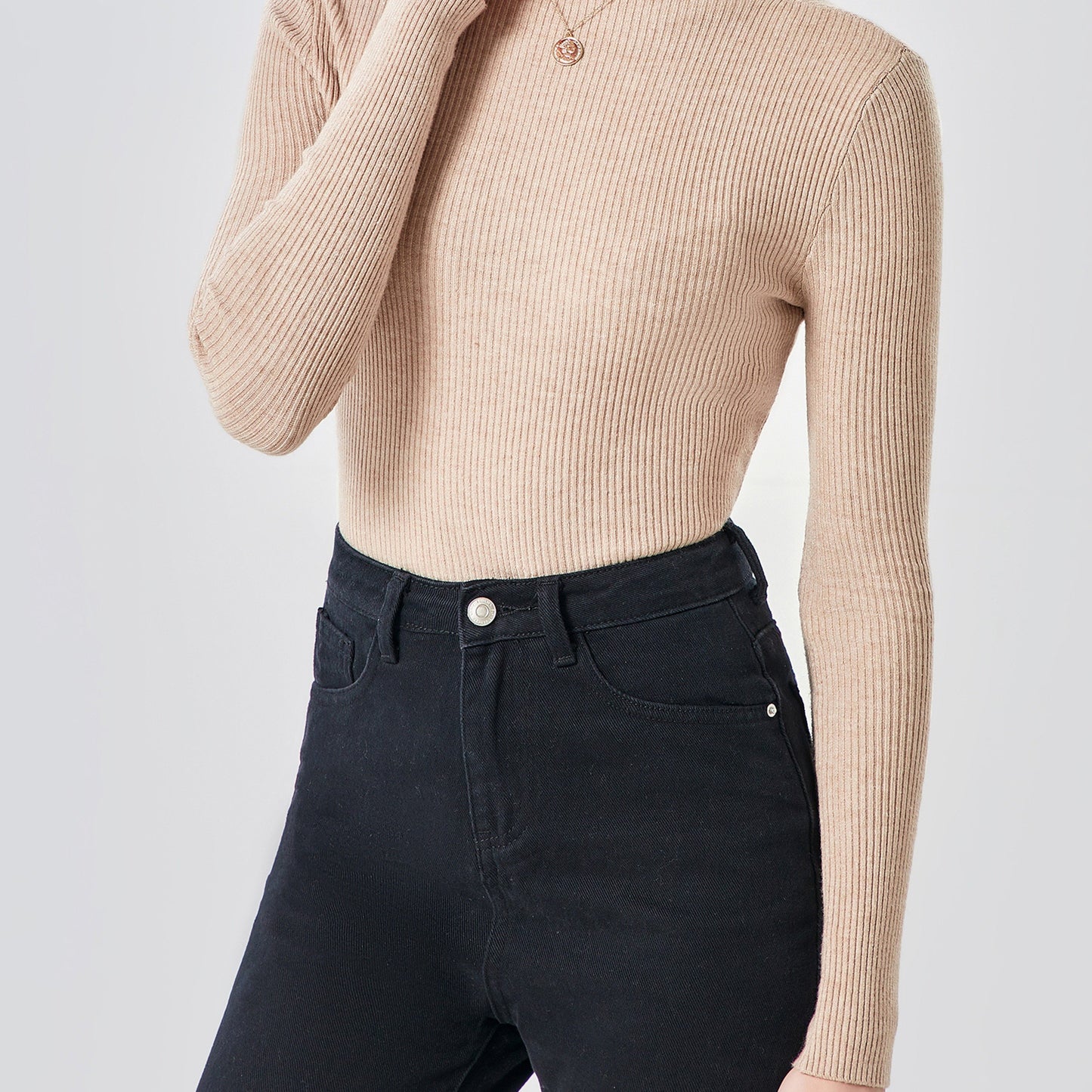 vlovelaw Women's Sweater Turtleneck Solid Ribbed Long Sleeve Slim Pullover Knit Tops