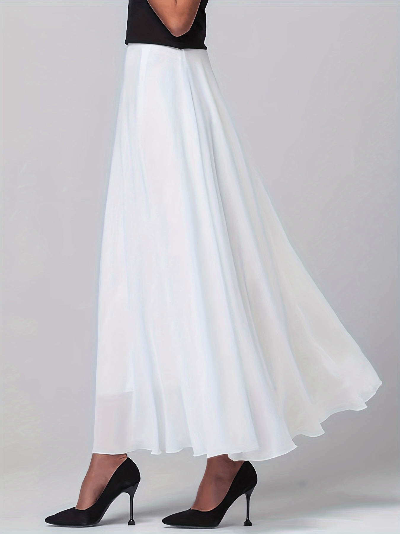High Waist Chiffon Overlay Skirt, Casual Solid Skirt For Spring & Summer, Women's Clothing