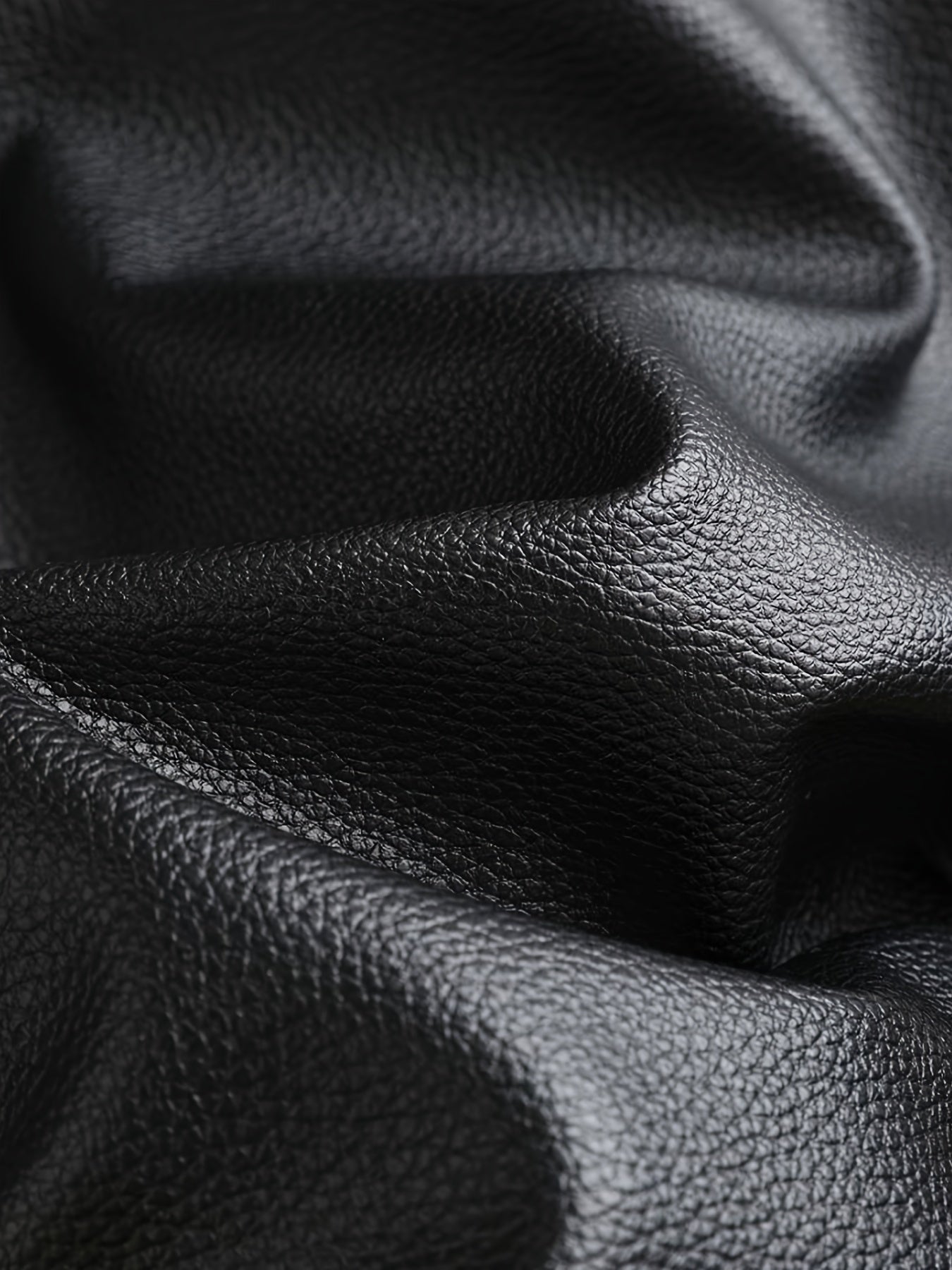 vlovelaw Full Zip Up PU Jacket, Men's Casual Windbreaker Jacket Faux Leather Coat Lapel Coat For Spring Autumn