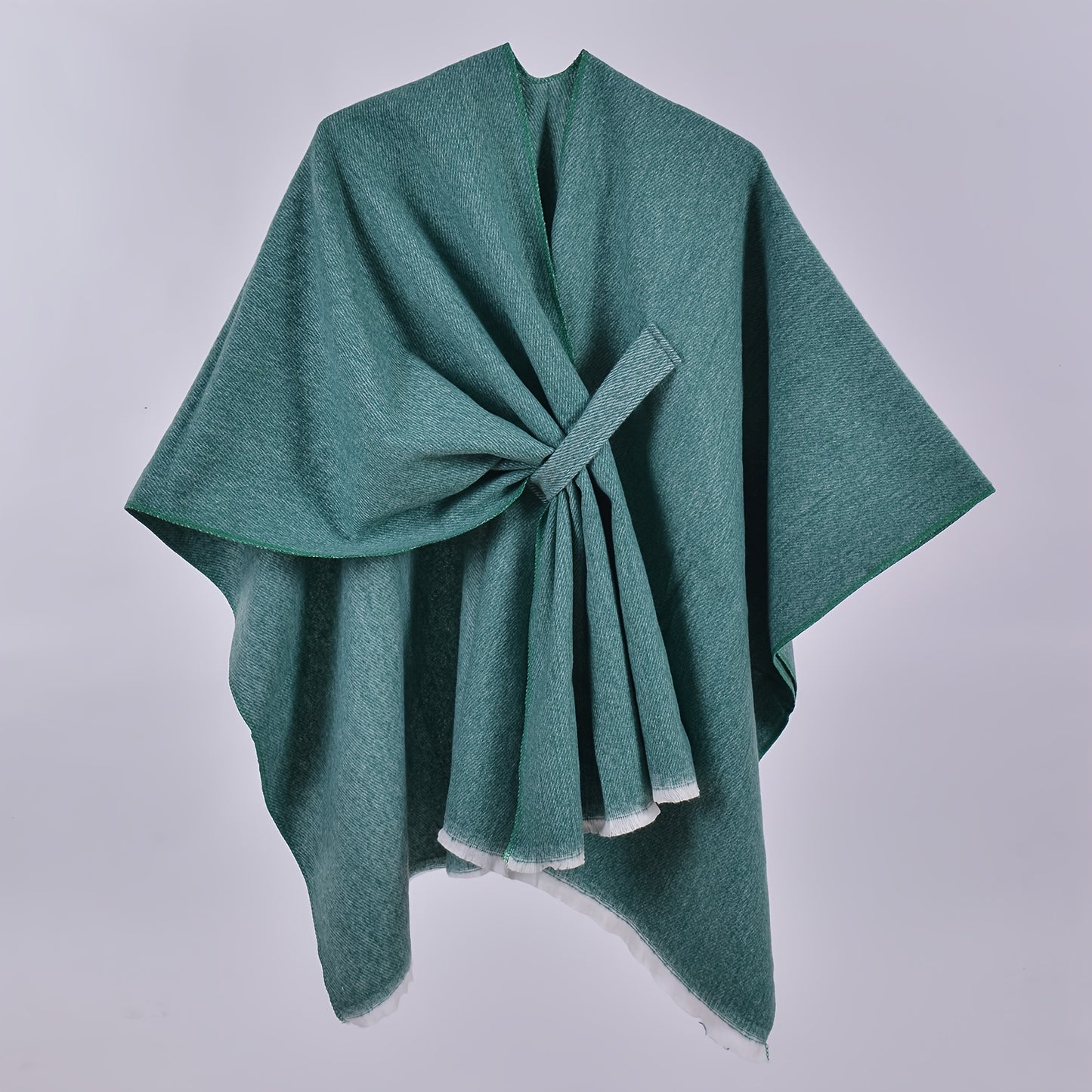 Solid Color Cross Cardigan Poncho Loose Open Front Large Shawl Travel Outerwear Windproof Cape Cloak