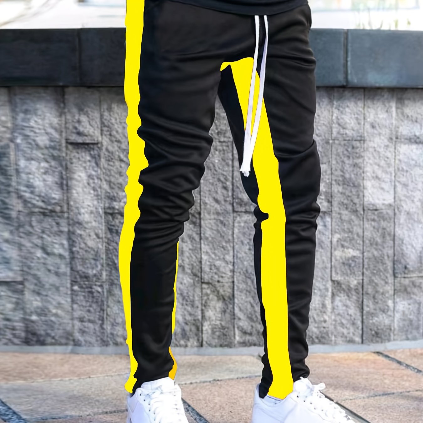 vlovelaw Men's Casual Side Striped Waist Drawstring Joggers, Chic Stretch Sports Pants
