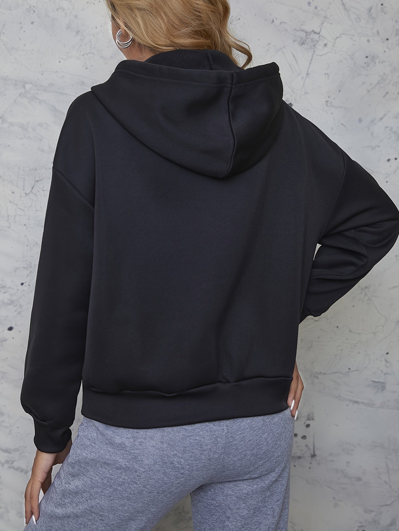 vlovelaw Women's Solid Color Zip Up Thermal Lined Drawstring Hoodie