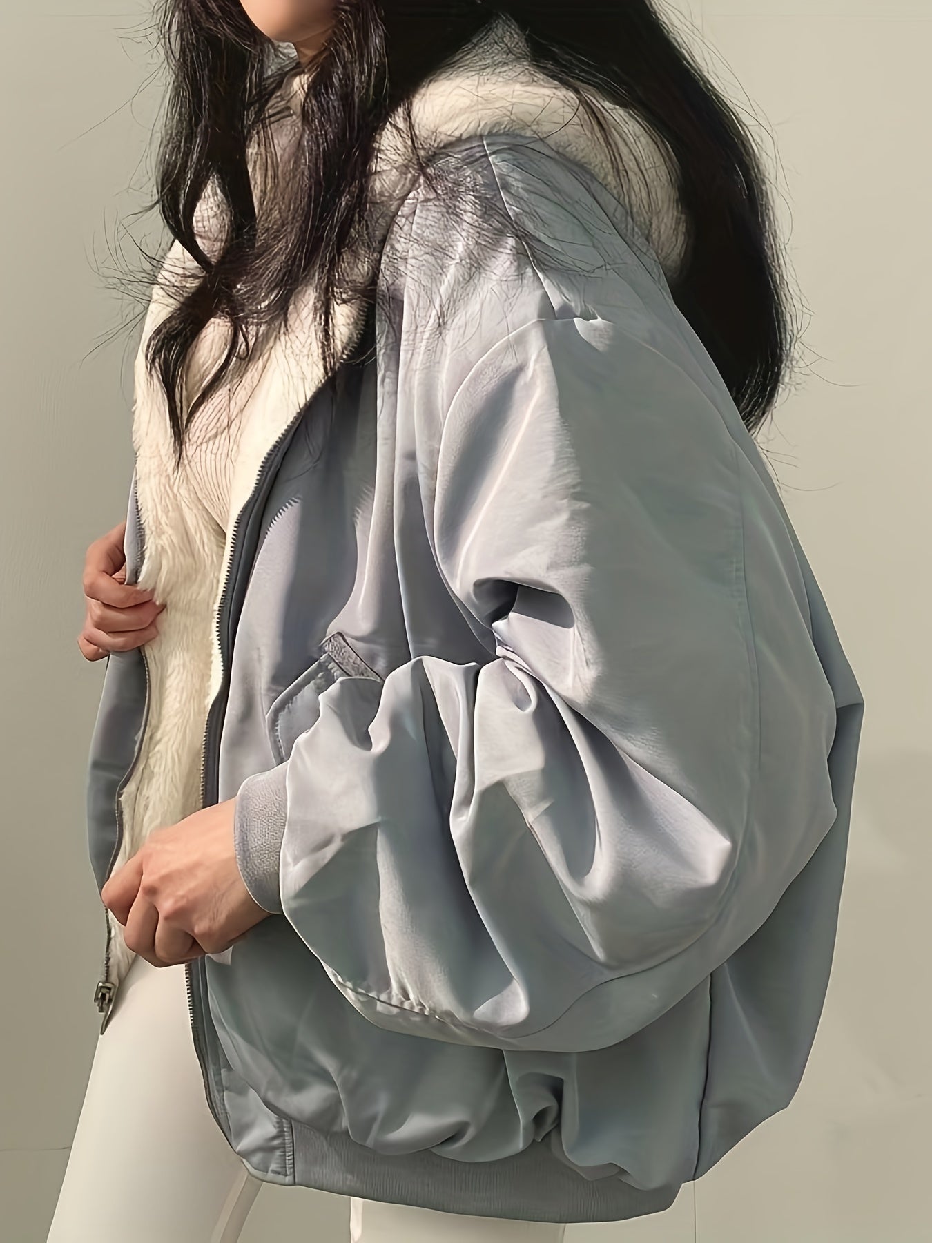 vlovelaw Solid Warm Hooded Coat, Casual Open Front Long Sleeve Winter Outerwear, Women's Clothing