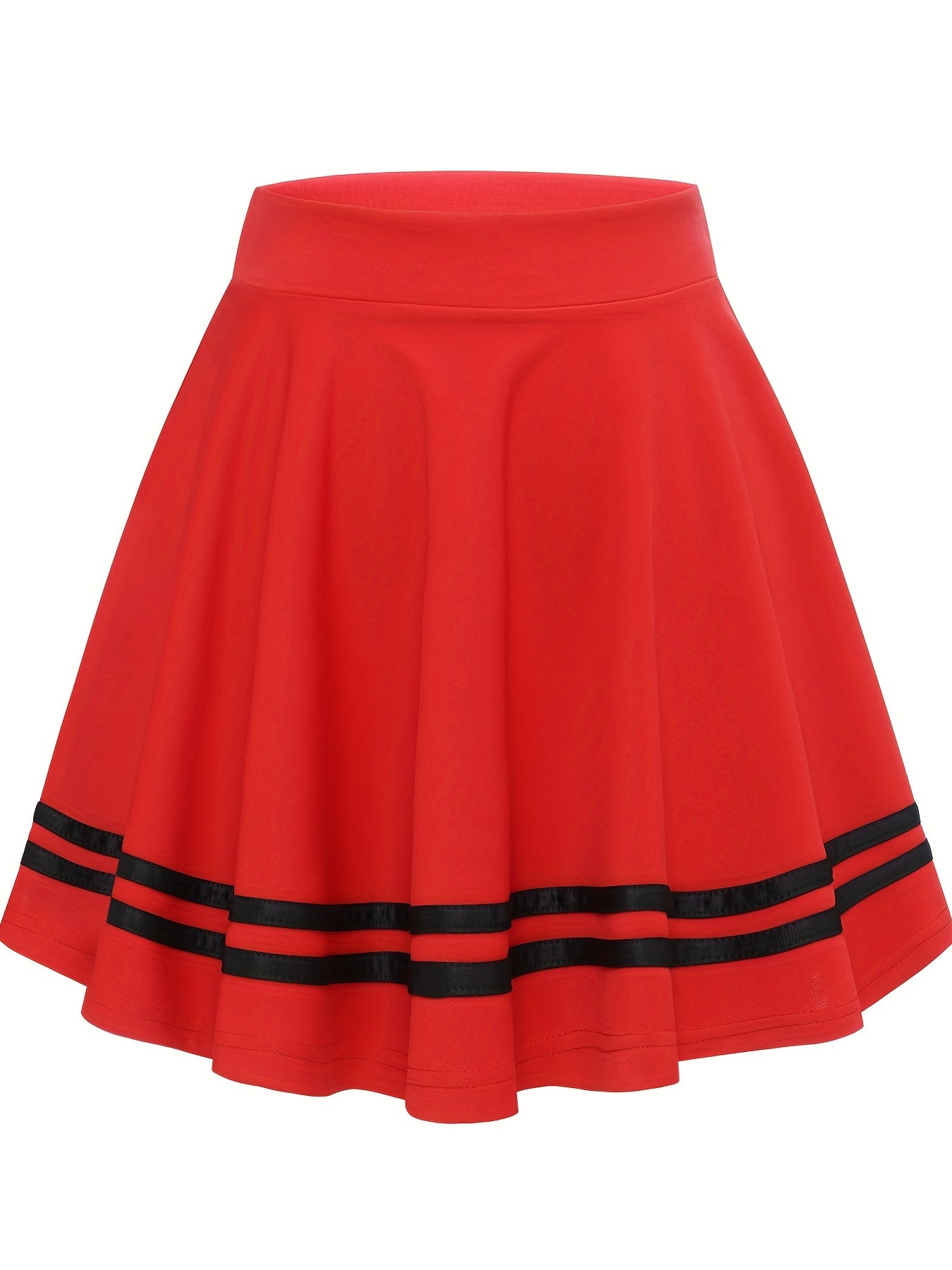 vlovelaw Striped A-Line Skater Skirt, Versatile High Waist Skirt For Spring & Summer, Women's Clothing