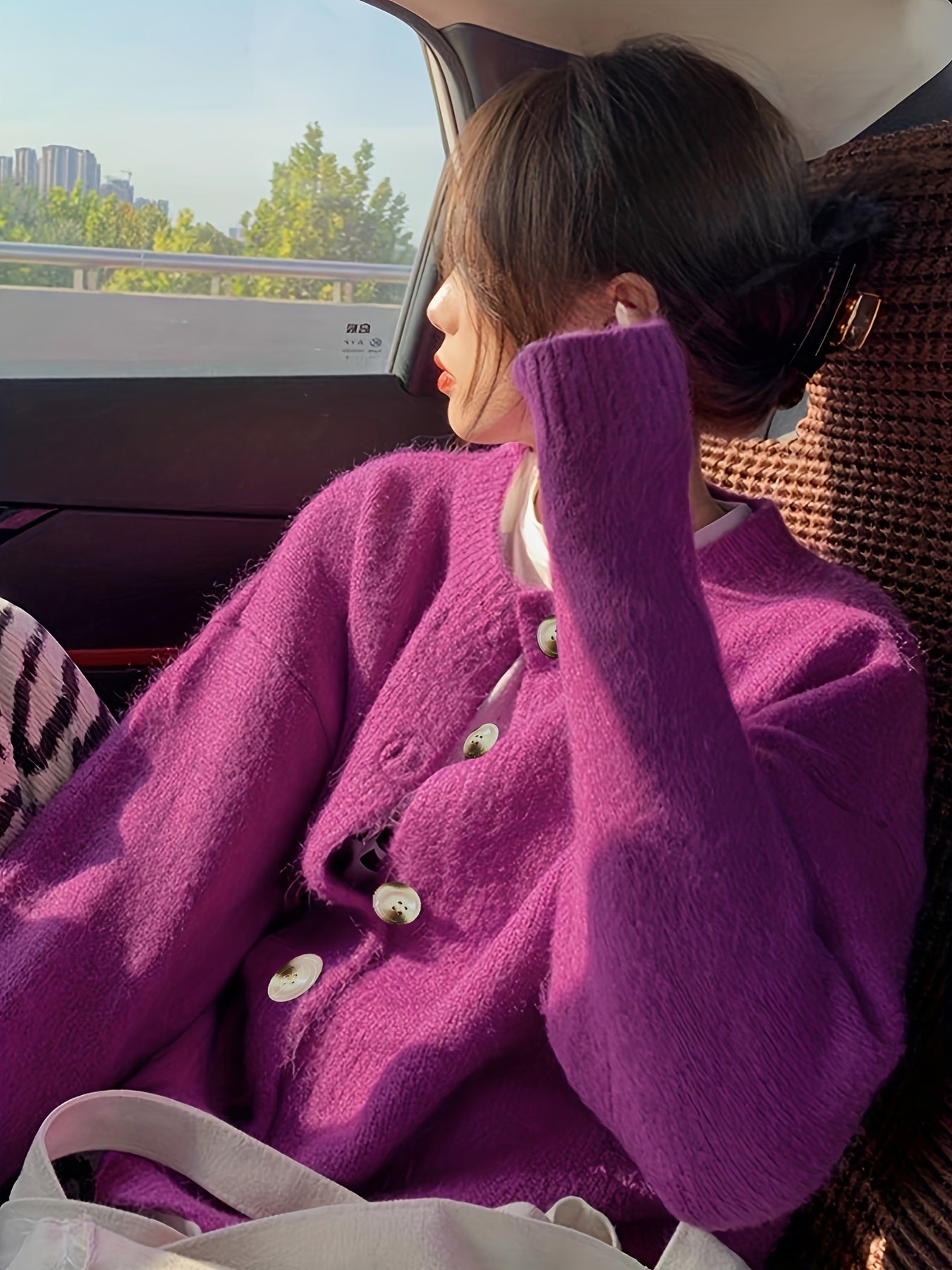 vlovelaw Solid Button Front Knit Cardigan, Casual Long Sleeve Drop Shoulder Sweater, Women's Clothing