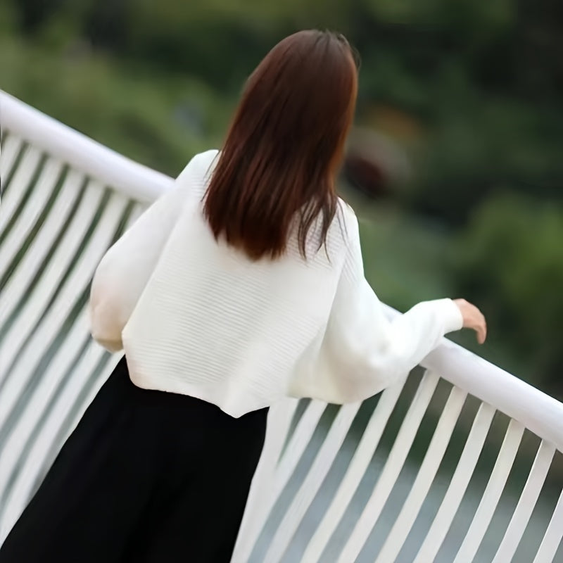 vlovelaw Solid Color Knit Shawl Thick Coldproof Warm Wrap Casual Elastic Cardigan For Women Autumn & Winter