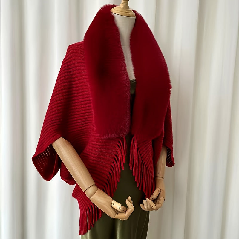 Furry Windproof Thermal Outdoor Shawls, Fall Winter Keep Warm Trendy Scarf Warp Cape Poncho For Fishing Cycling Riding
