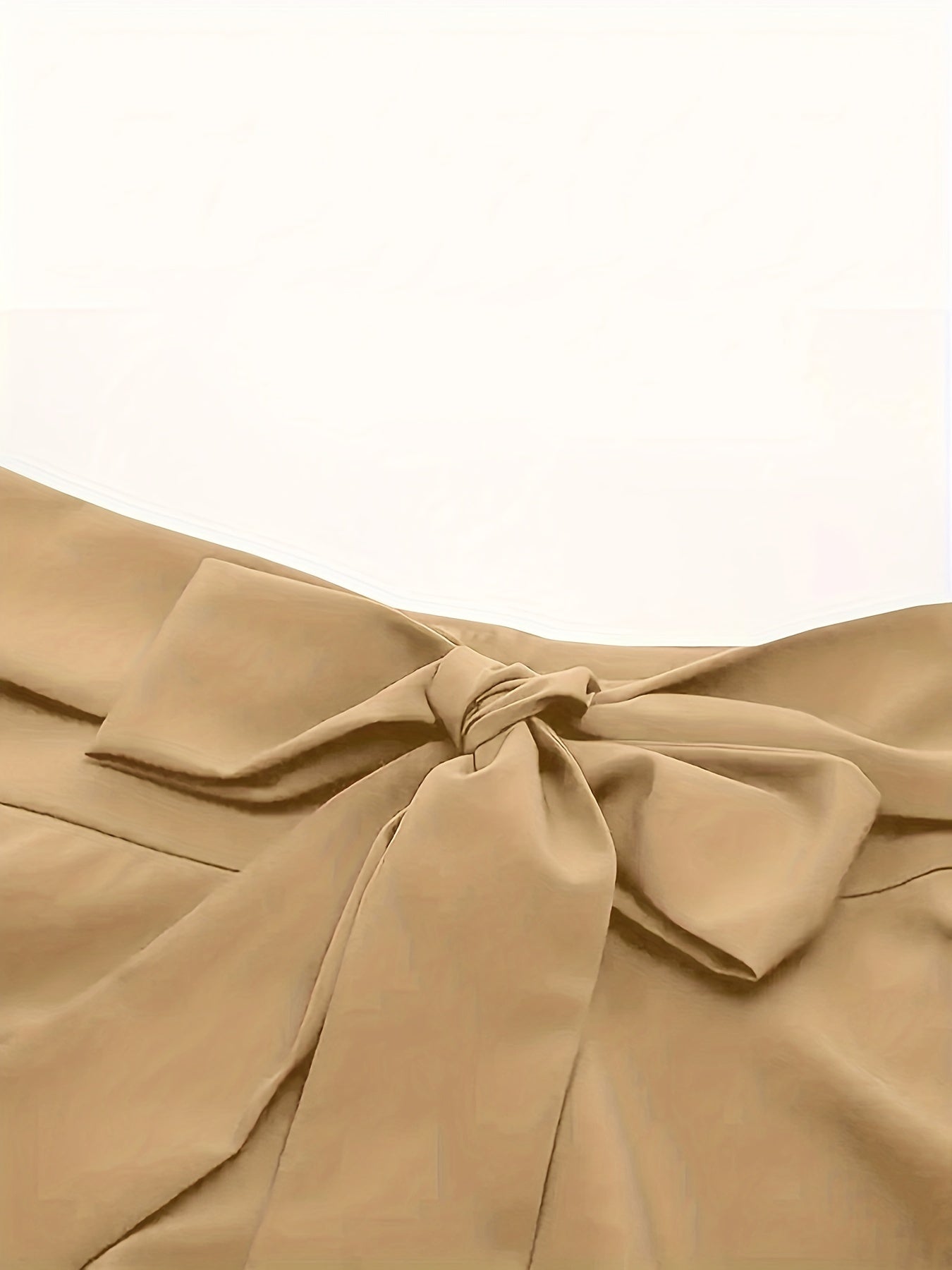 Plus Size Casual Skirt, Women's Plus Solid Knot Front High Rise A-line Midi Skirt