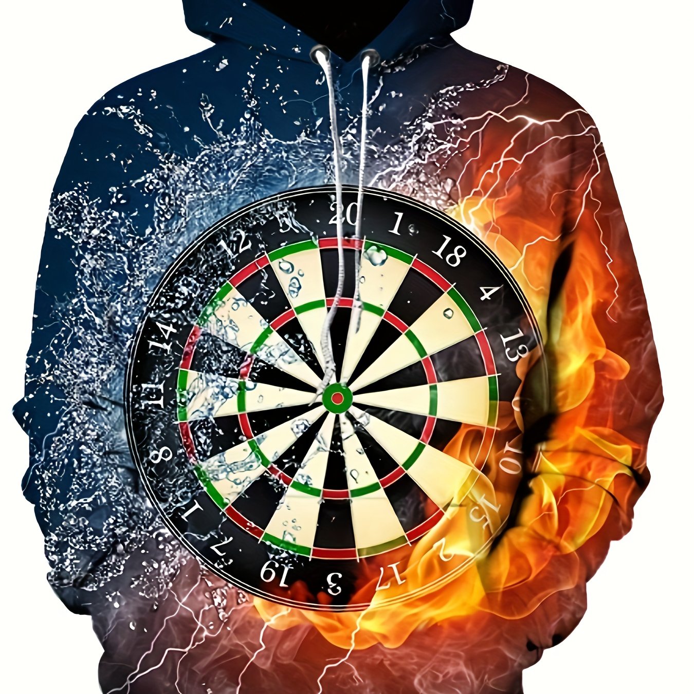 vlovelaw vlovelaw Darts Print Hoodies For Men, Graphic Hoodie With Kangaroo Pocket, Comfy Loose Trendy Hooded Pullover, Mens Clothing For Autumn Winter