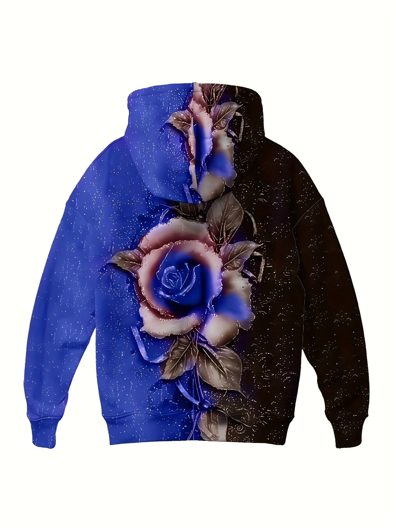 Floral Pattern Casual Hooded Sweatshirt, Long Sleeves Drawstring Sporty Hoodie, Women's Activewear