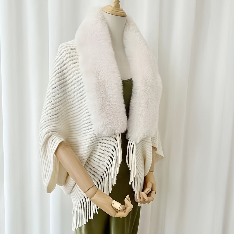 Furry Windproof Thermal Outdoor Shawls, Fall Winter Keep Warm Trendy Scarf Warp Cape Poncho For Fishing Cycling Riding