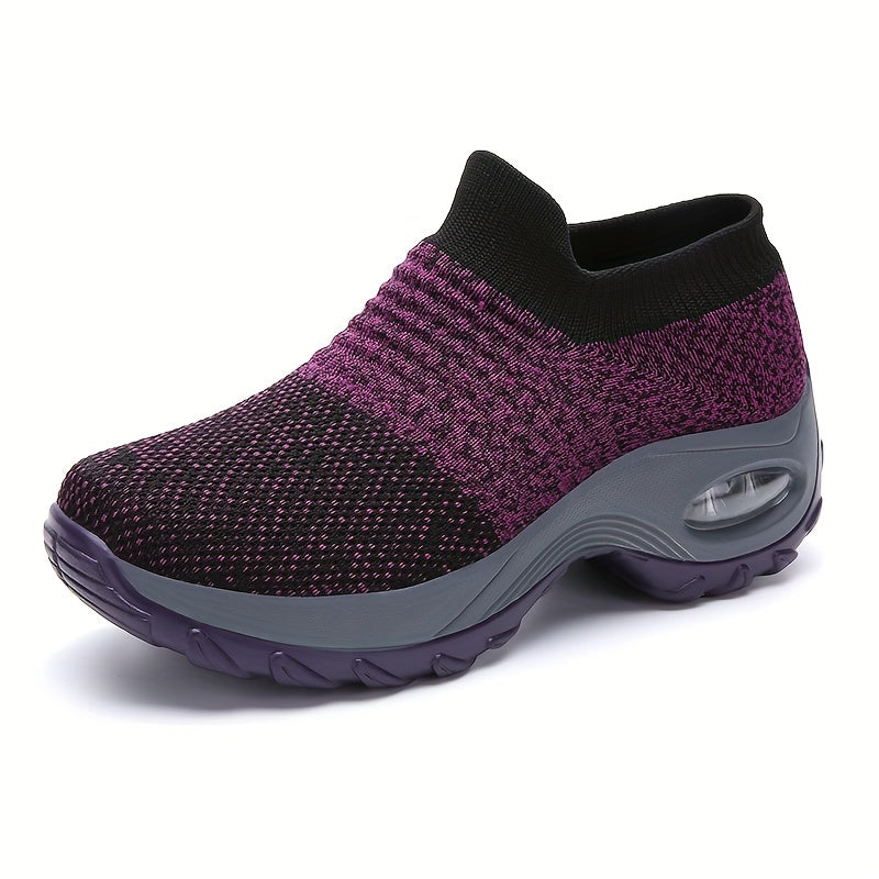 vlovelaw Women's Breathable Knit Sneakers, Comfortable Low Top Slip On Shoes, Women's Air Cushion Shoes