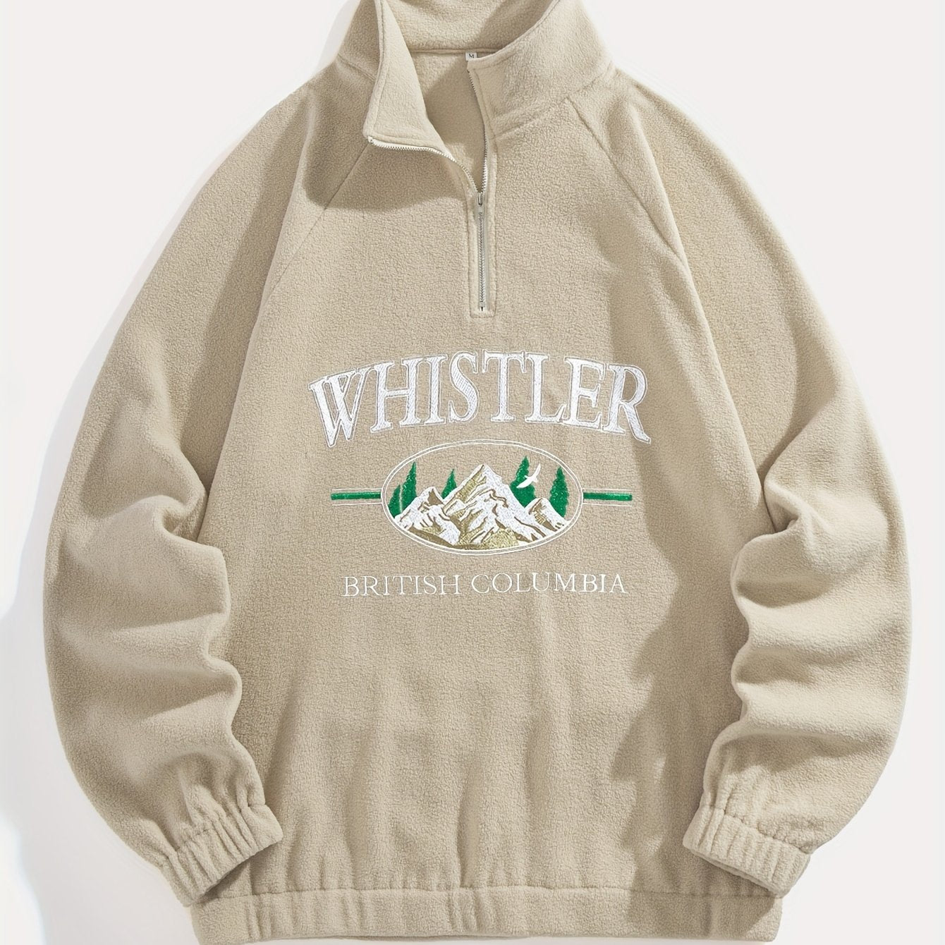 vlovelaw  Men's Stylish Loose Letters Pattern Sweatshirt, Casual Breathable Half Zipper Stand Collar Long Sleeve Top For City Walk Street Hanging Outdoor Activities