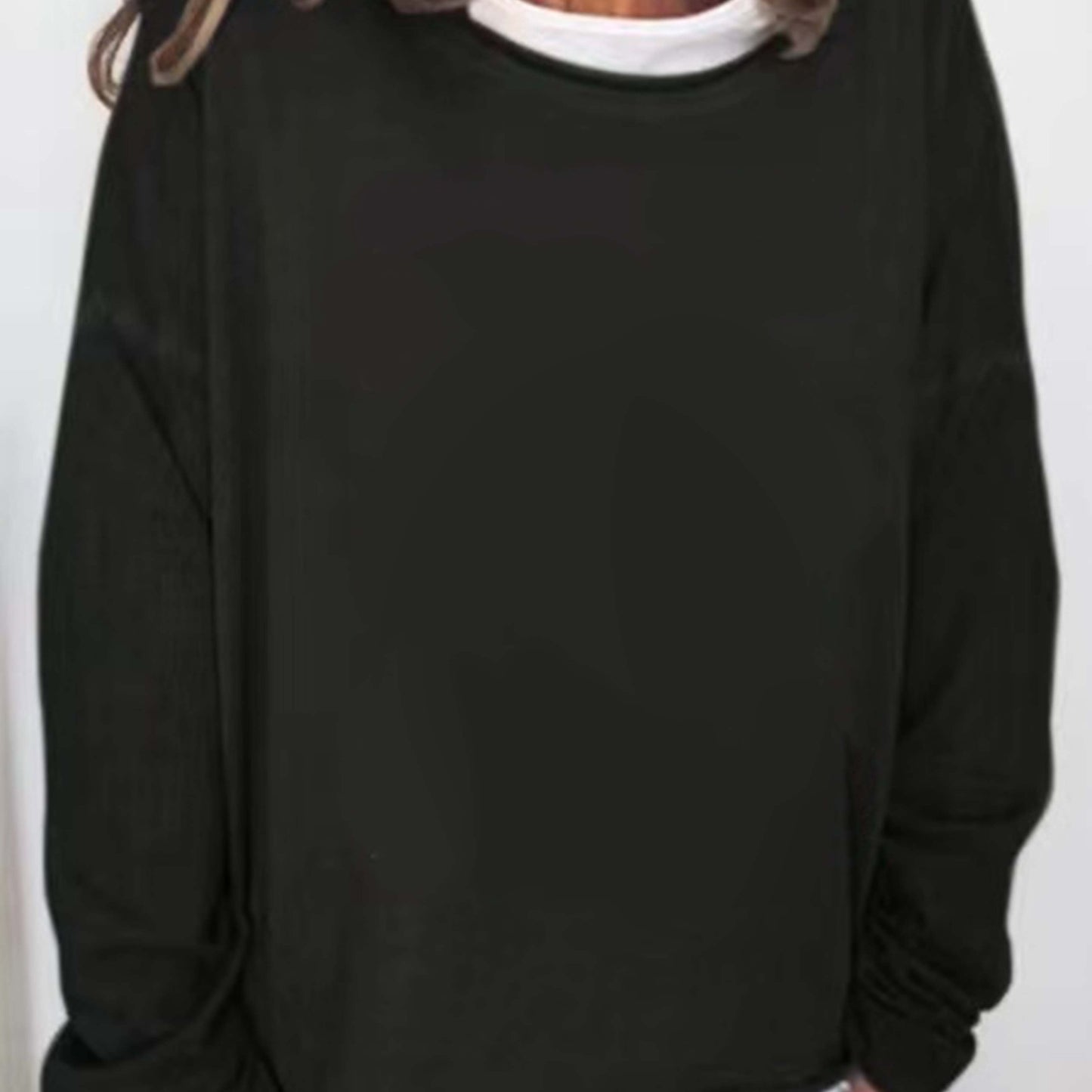 vlovelaw Solid Crew Neck Sweatshirt, Casual Long Sleeve Sweatshirt For Spring & Fall, Women's Clothing