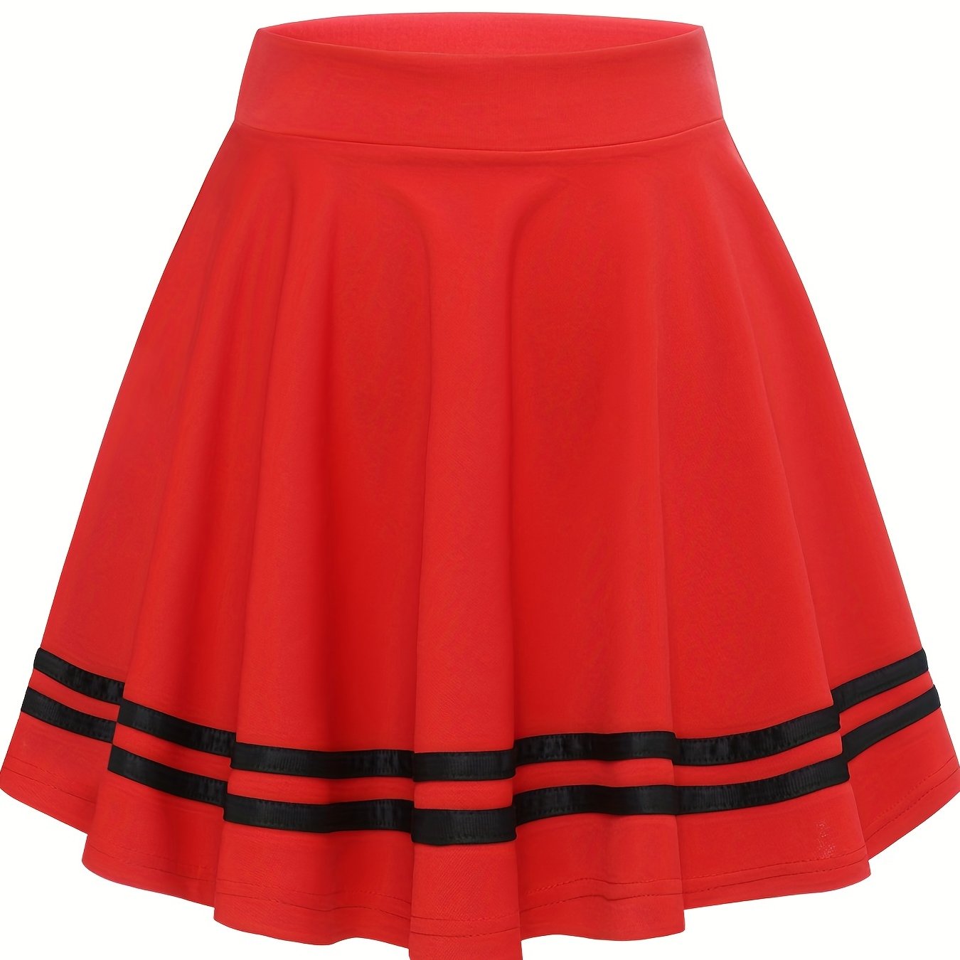 vlovelaw Striped A-Line Skater Skirt, Versatile High Waist Skirt For Spring & Summer, Women's Clothing