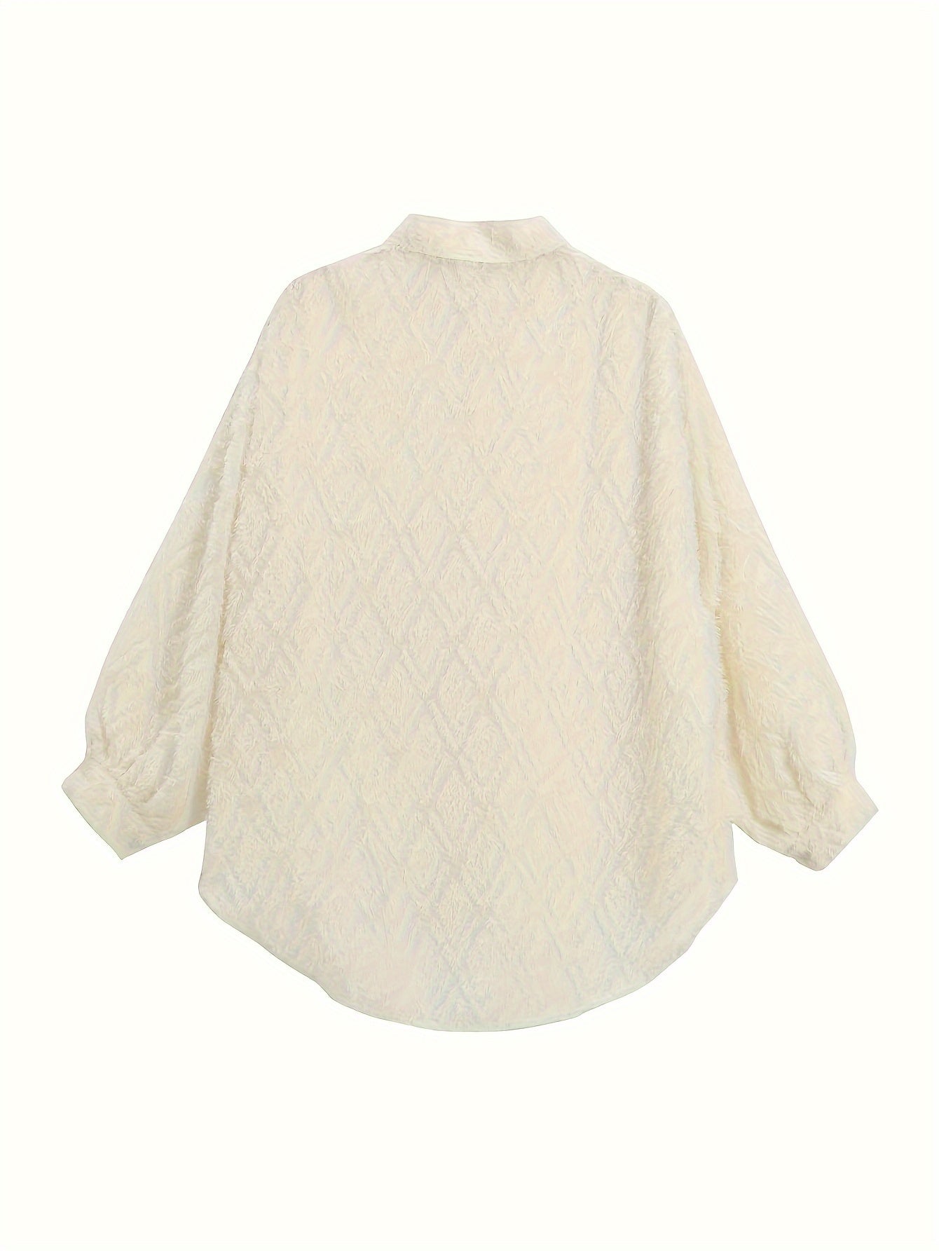 Geo Pattern Button Front Pocket Shirt, Versatile Long Sleeve Shirt For Spring & Fall, Women's Clothing