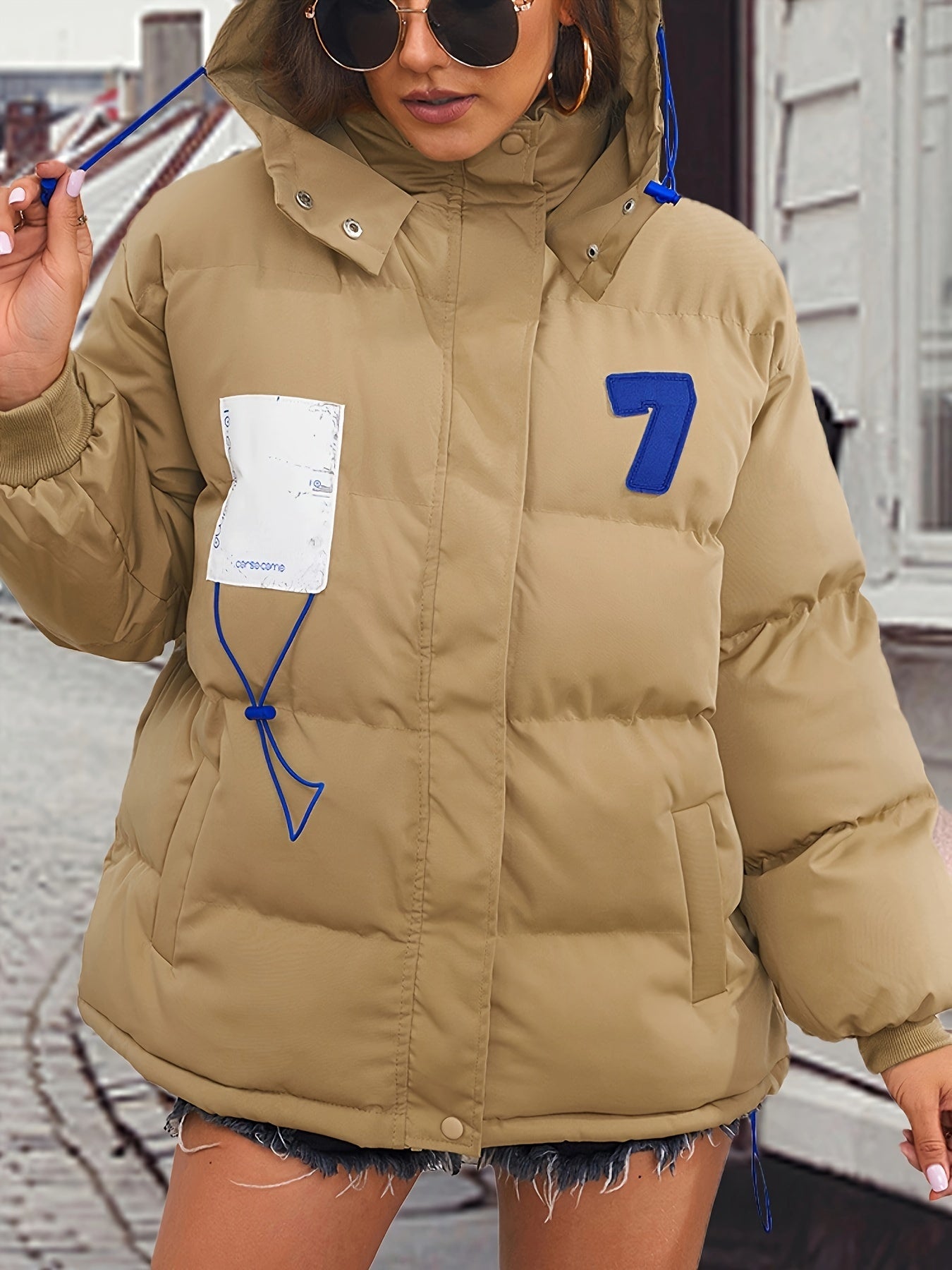 vlovelaw Zip Up Hooded Parka, Winter & Fall Long Sleeve Casual Outerwear, Women's Clothing