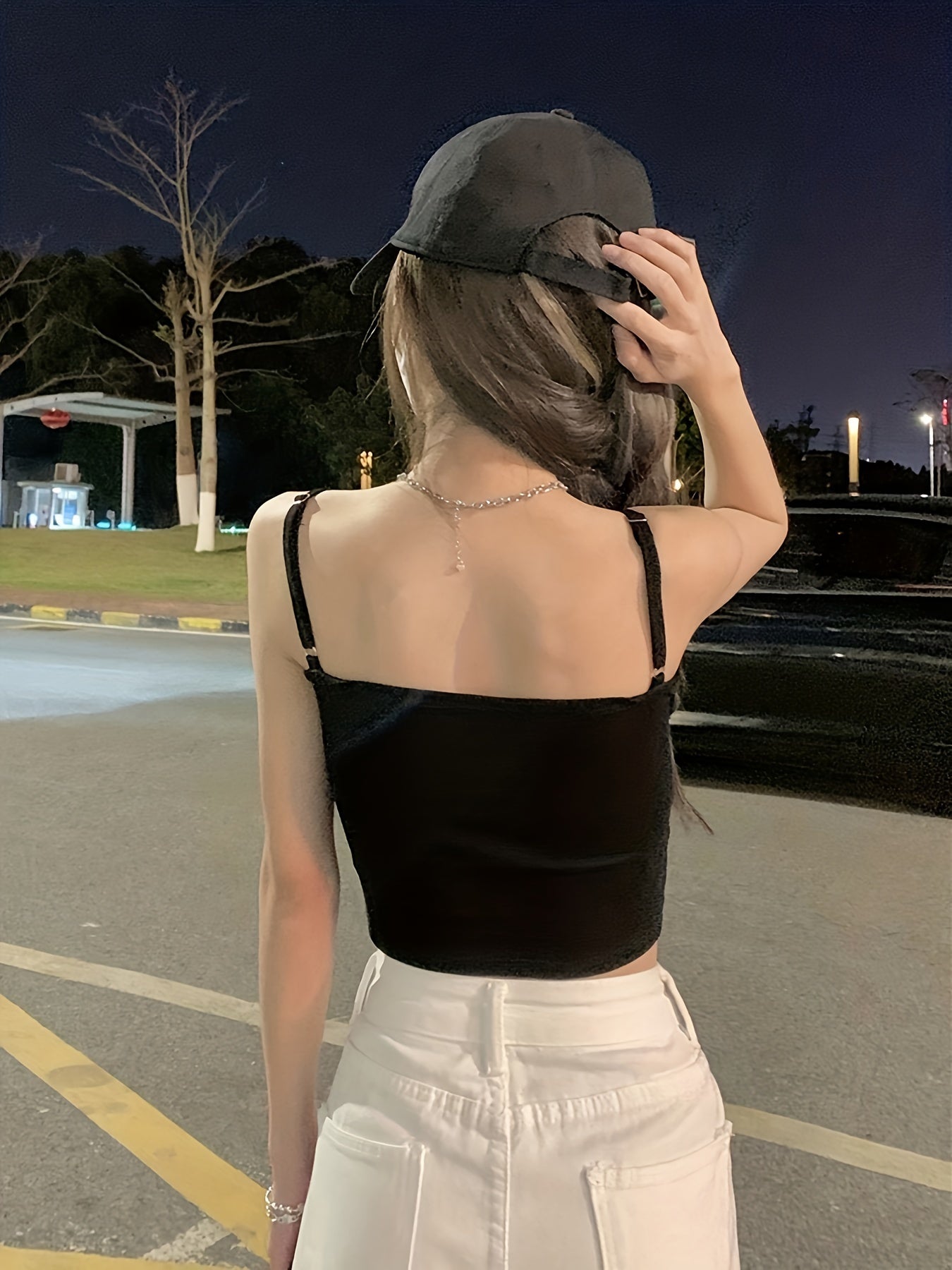 vlovelaw Ruched Crop Cami Top, Casual Summer Sleeveless Top, Women's Clothing