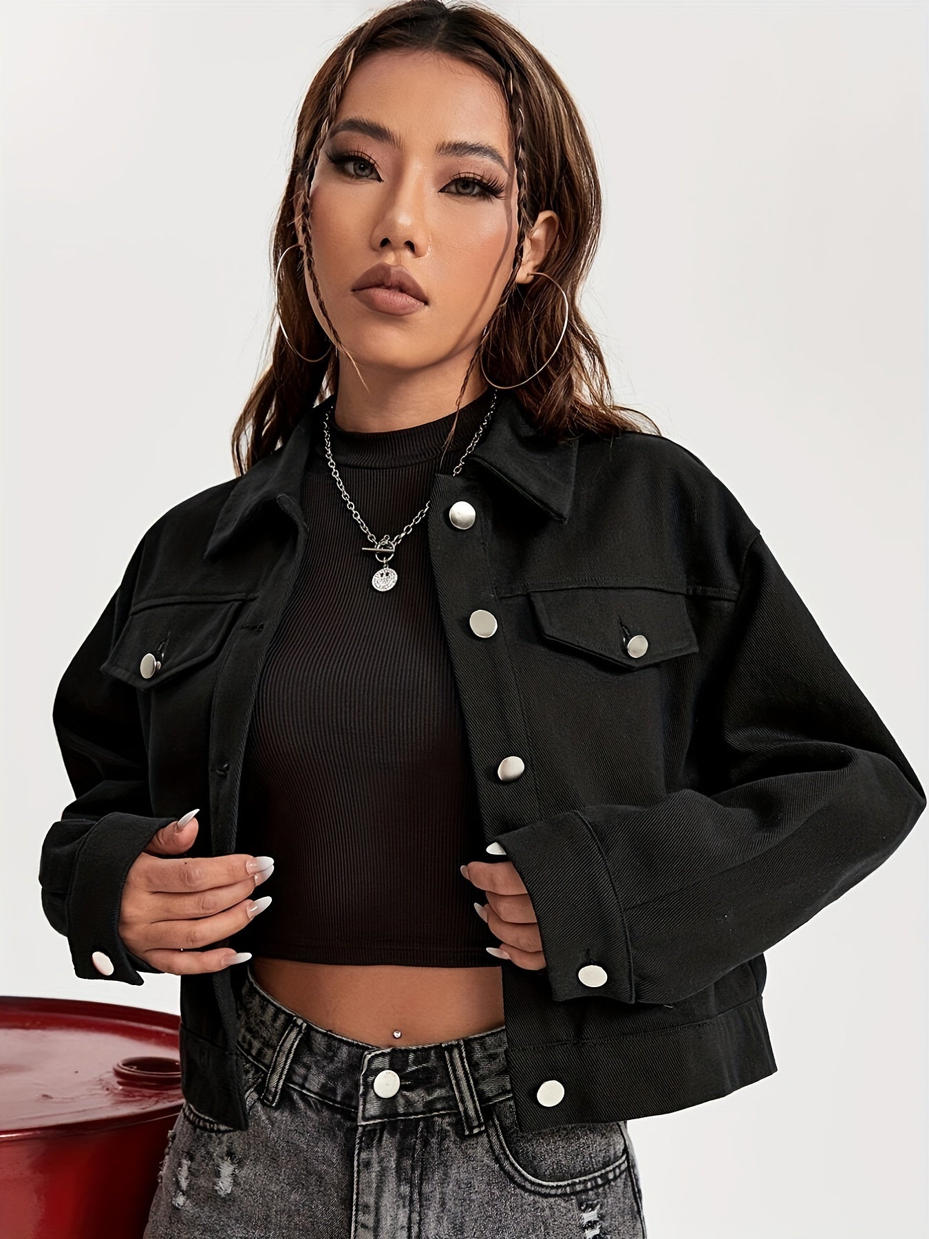 Halloween Skeleton Pattern Denim Coat, Long Sleeves Lapel Denim Jacket, Women's Denim Clothing