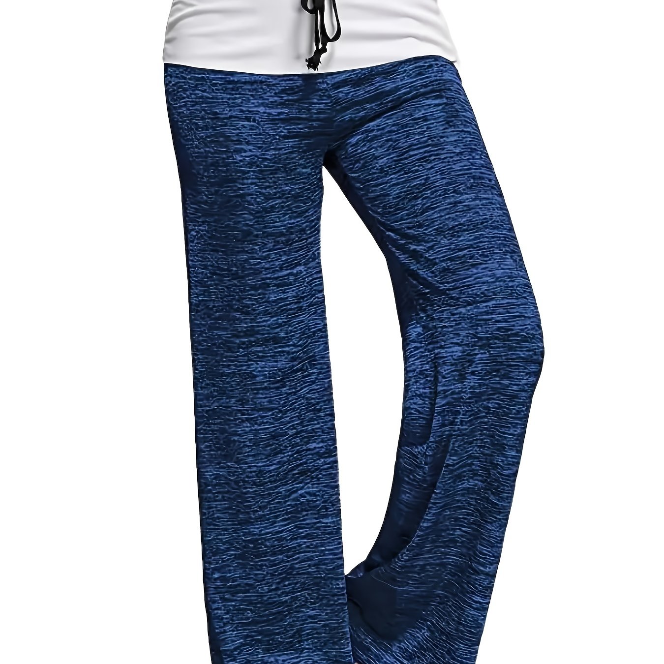 vlovelaw Plus Size Casual Pants, Women's Plus Colorblock Drawstring Slight Stretch Loose Fit Pants