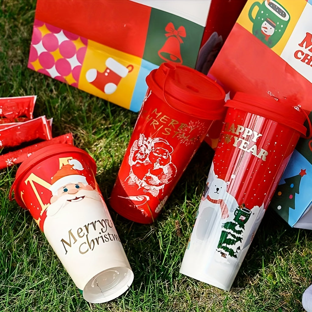30-Pack Festive Holiday Cups - Christmas & New Year Theme, Lead-Free Polypropylene, Durable Reusable Drinkware with PET Coating, Hand Wash Only, Ideal for Cold Beverages, Travel & Home Use