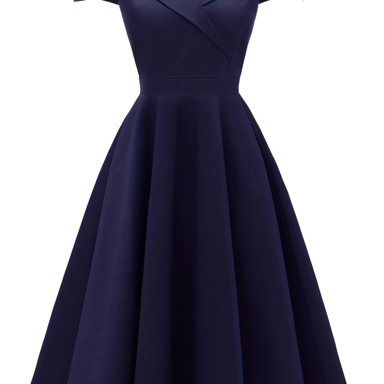 Off-shoulder Foldover Dress, Elegant Solid Color Flare Dress, Women's Clothing