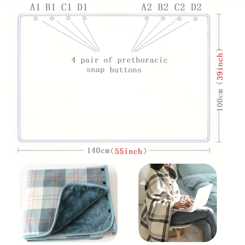 1pc Multifunctional Shawl Blanket With Double Layer Thick Plaid Pattern Polar Fleece Throw Blanket Autumn And Winter Office Wearable Blanket