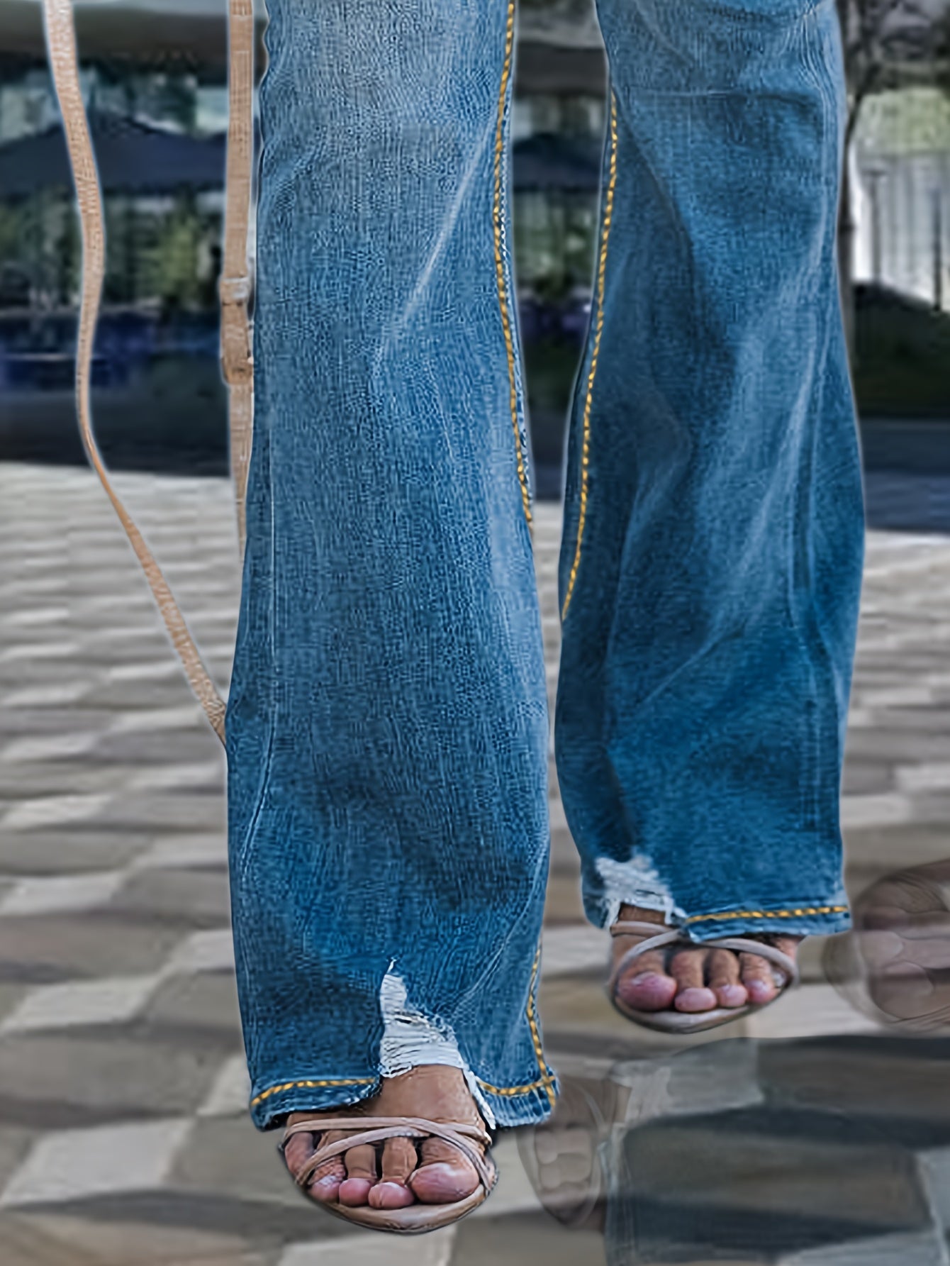 vlovelaw High Waist Washed Bootcut Jeans, Slant Pockets Stretchy Denim Pants, Women's Denim Jeans & Clothing