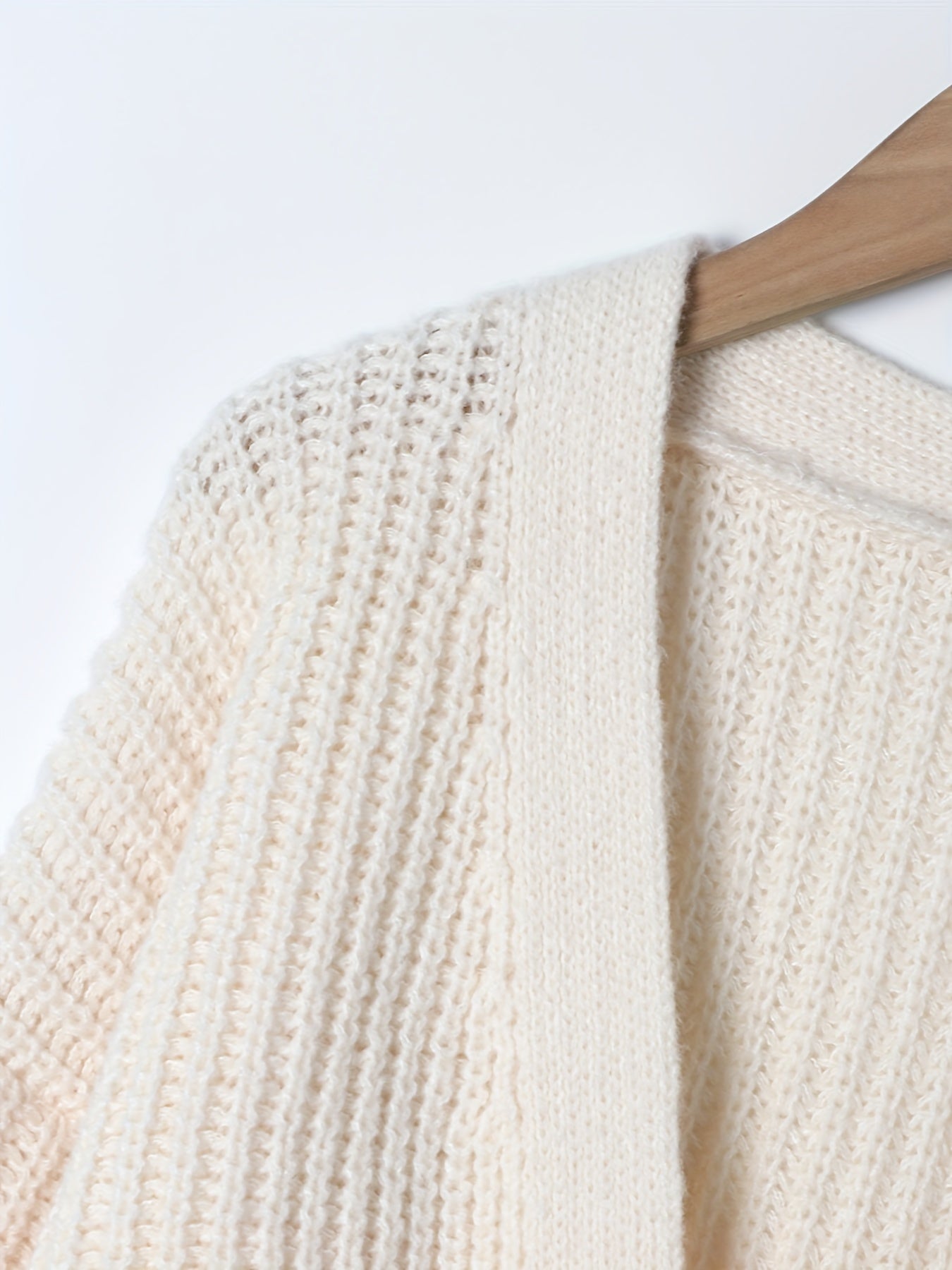 vlovelaw Solid Lace Up Knit Cardigan, Casual Long Sleeve Loose Sweater, Women's Clothing