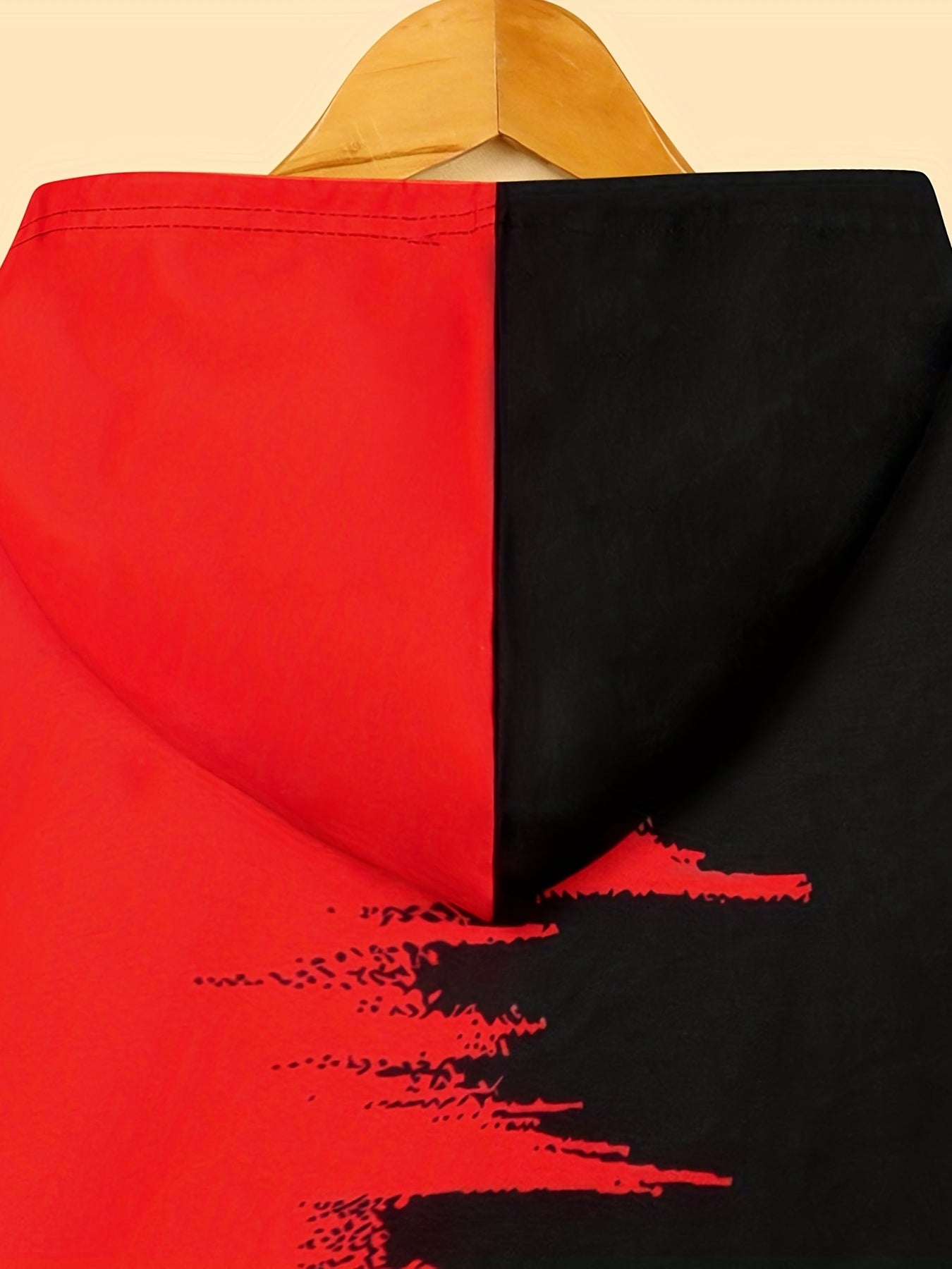 Two Tone Print Casual Sports Hooded Sweatshirts, Color Block Drawstring Hoodie, Women's Sporty Sweatshirts