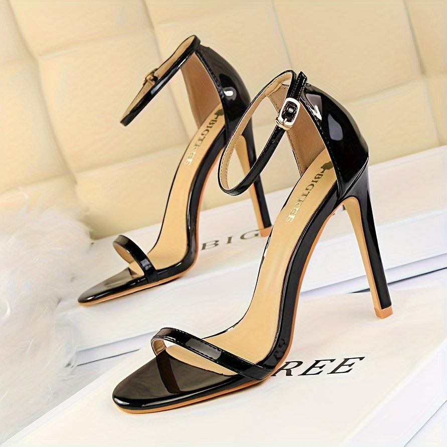 vlovelaw Women's Solid Color Stiletto Heels, Fashion Open Toe Dress Pumps, Stylish Buckle Strap Heels