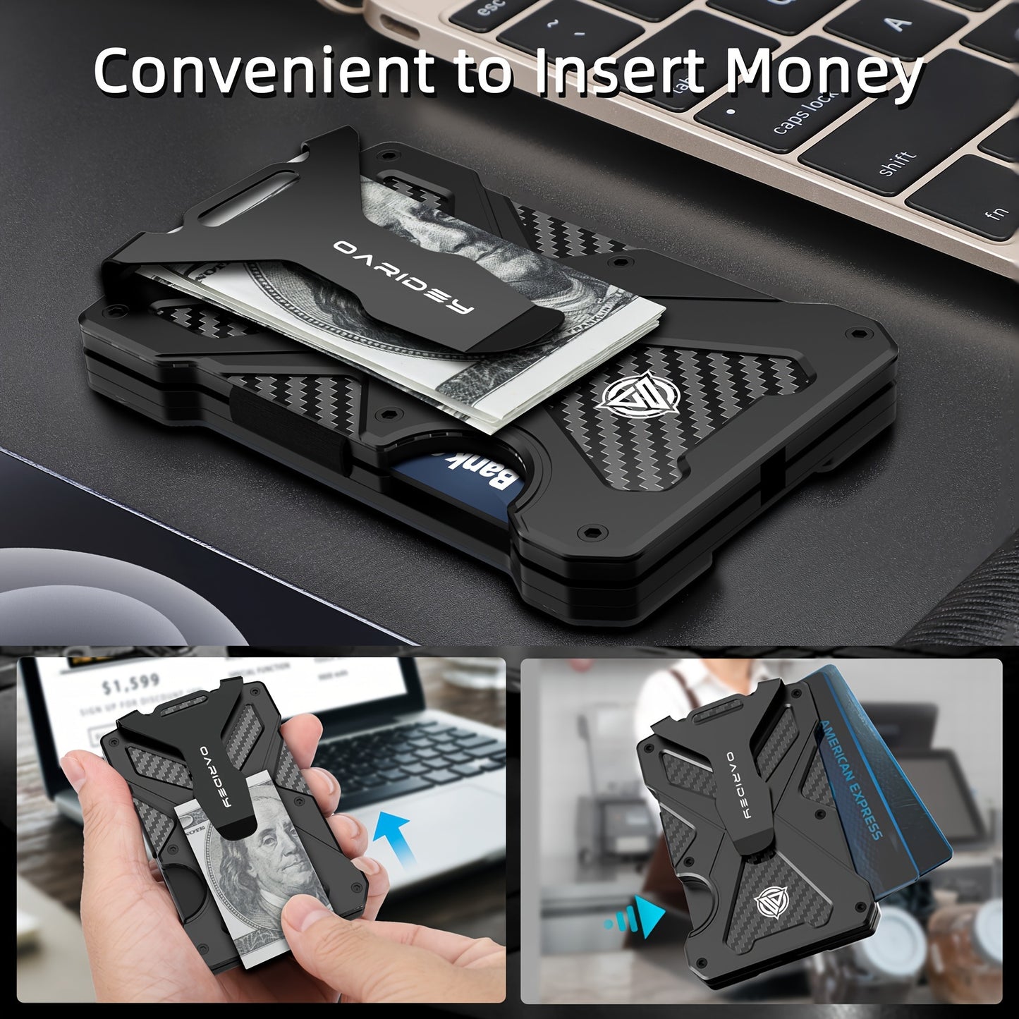 15-Slot Ultra-Slim Aluminum Alloy Wallet for Men - RFID Blocking, Anti-Theft, Durable, Simple Design, Black Color - Perfect for Travel and Daily Use