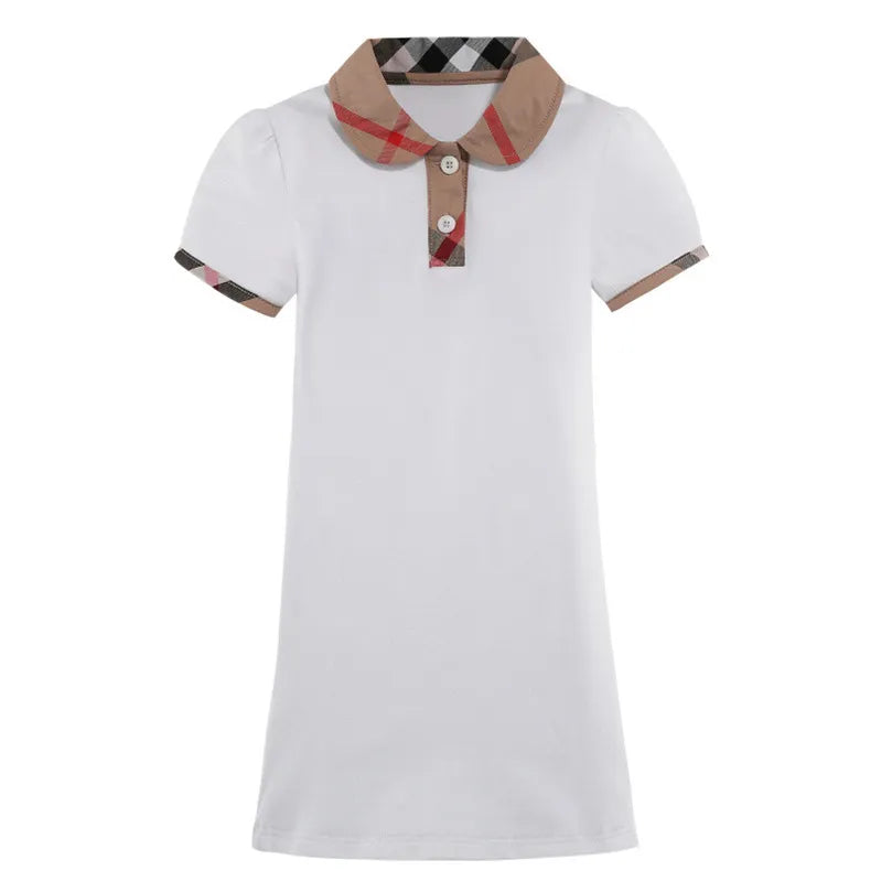 Baby Girls Summer Princess Dresses Cotton Kids Short Sleeve A-Line Dress Children Plaid Skirts Girl Skirt 2-7 Years