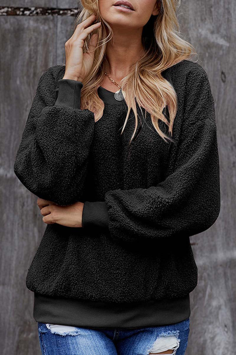 Vlovelaw Teddy Plush Sweater Casual Tops