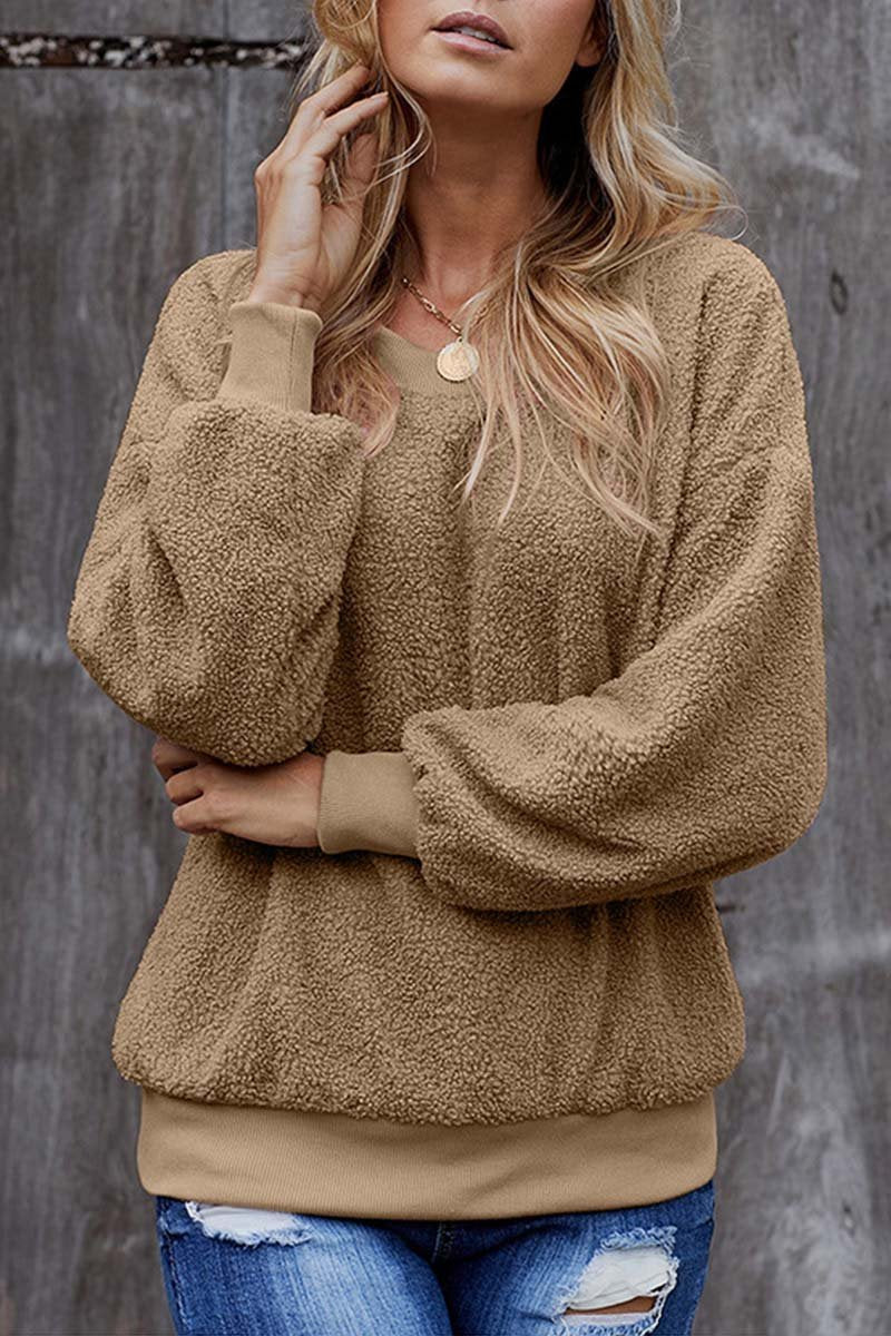Vlovelaw Teddy Plush Sweater Casual Tops