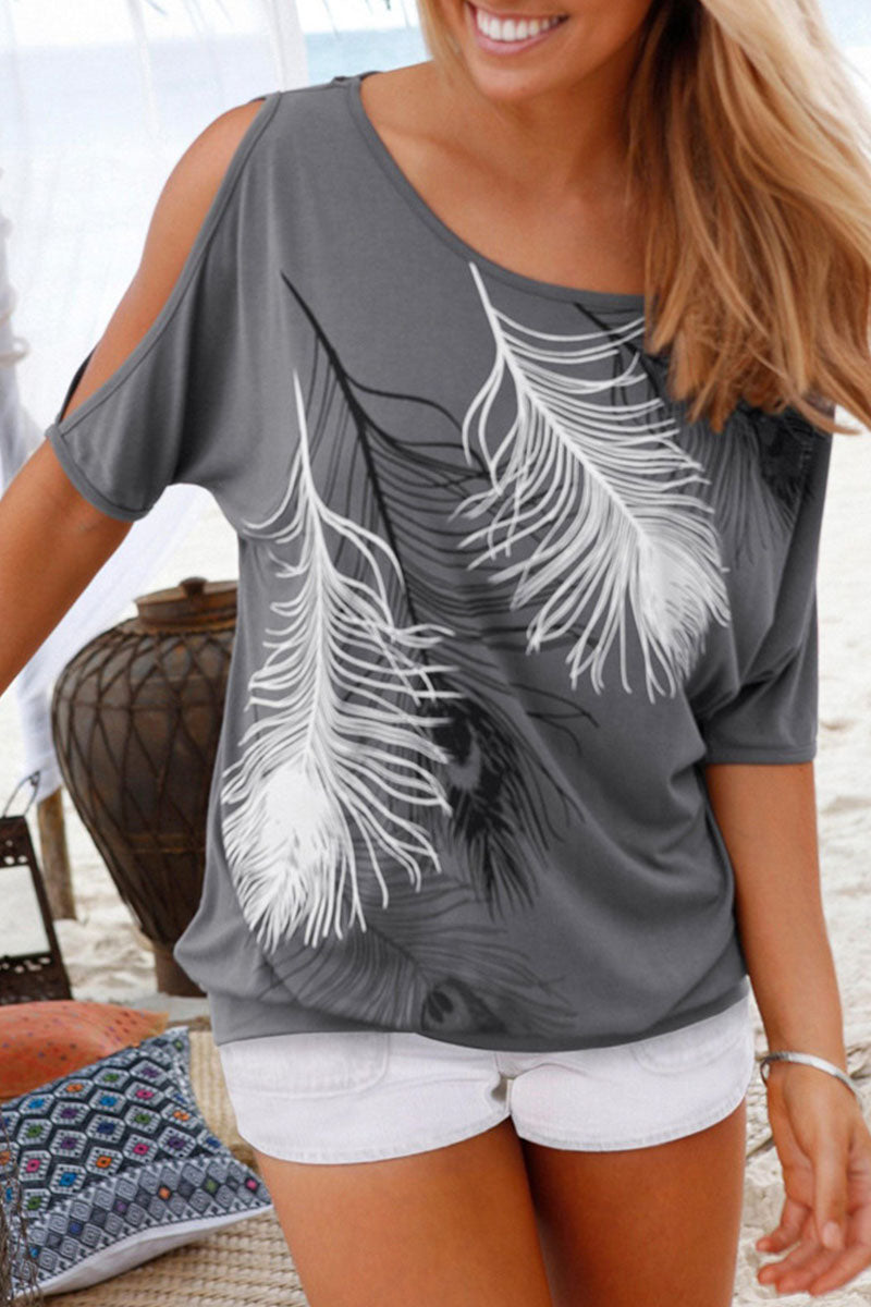 Fashion Casual Print Patchwork O Neck T-Shirts