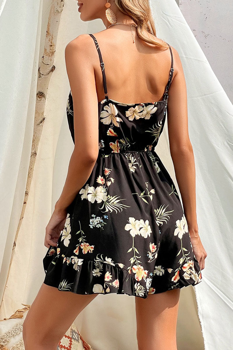 Fashion Casual Print Patchwork V Neck Loose Jumpsuits