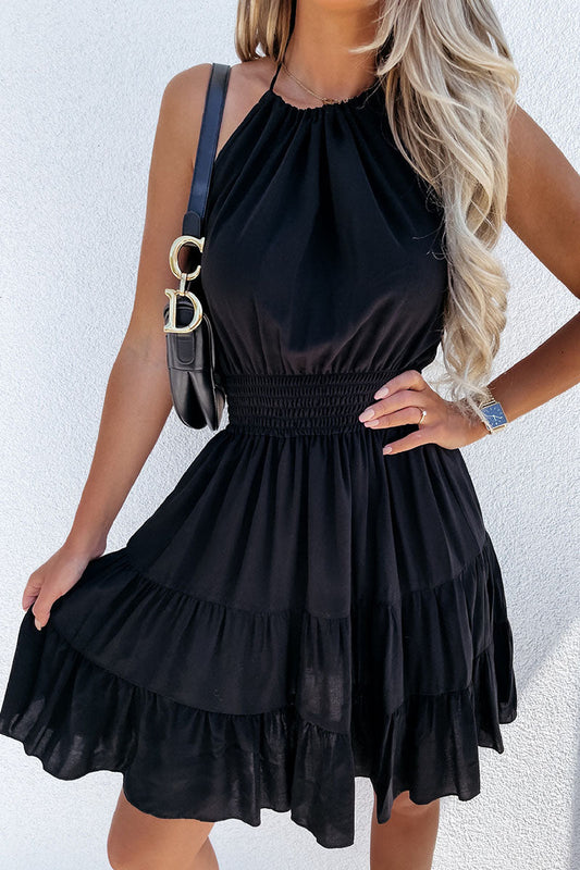 Fashion Casual Solid Patchwork Halter Cake Skirt Dresses