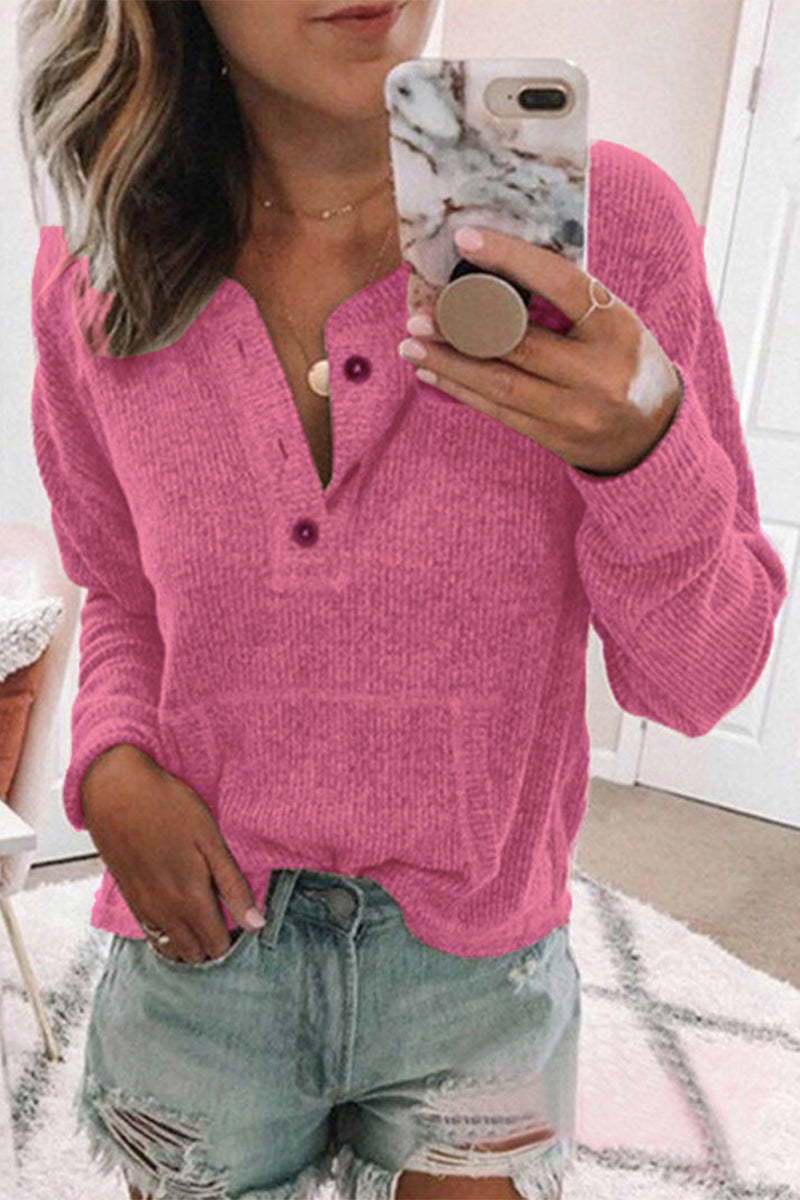 Fashion Casual Solid Solid Color V Neck Tops(7 Colors)